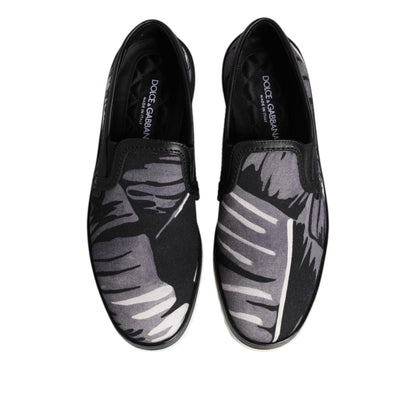 Dolce & Gabbana Black Tropical Slip On Men Sneakers Shoes