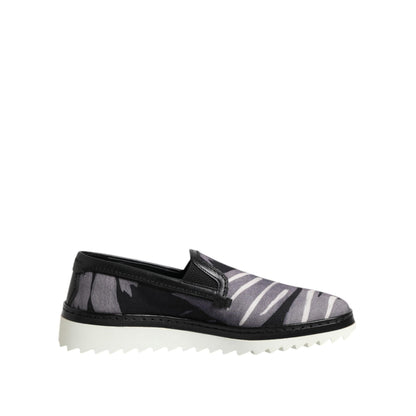 Dolce & Gabbana Black Tropical Slip On Men Sneakers Shoes