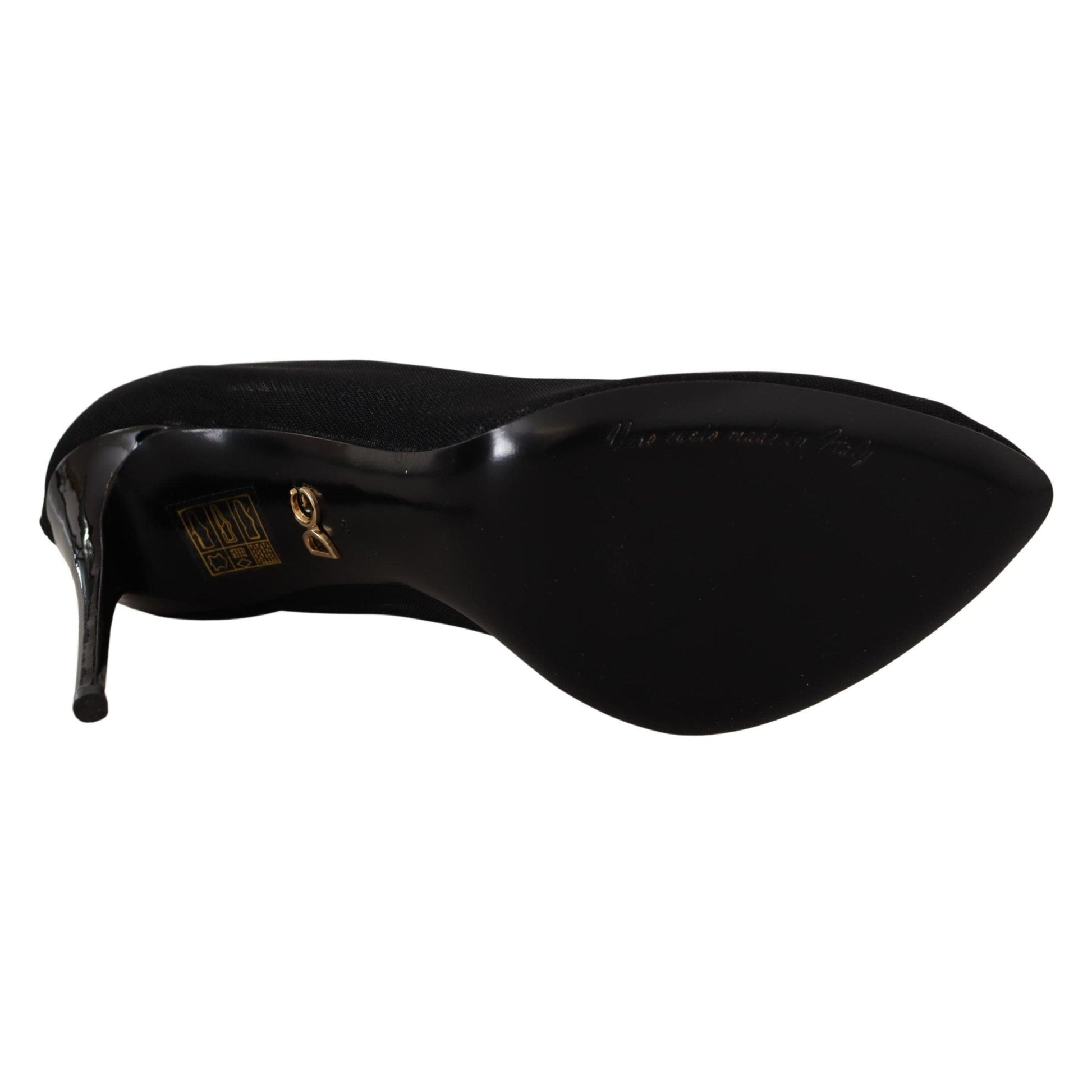 Dolce & Gabbana Black Tulle Stretch Boots Pumps Shoes