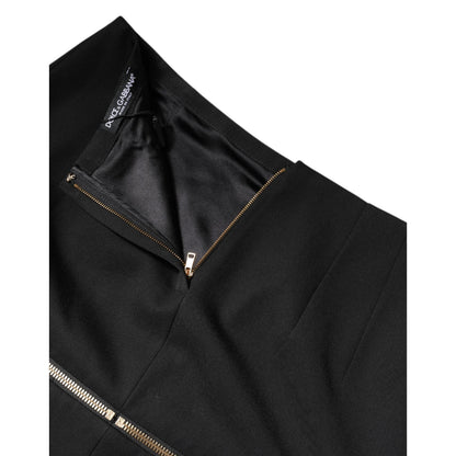 Dolce & Gabbana Black Virgin Wool High Waisted Mini Skirt