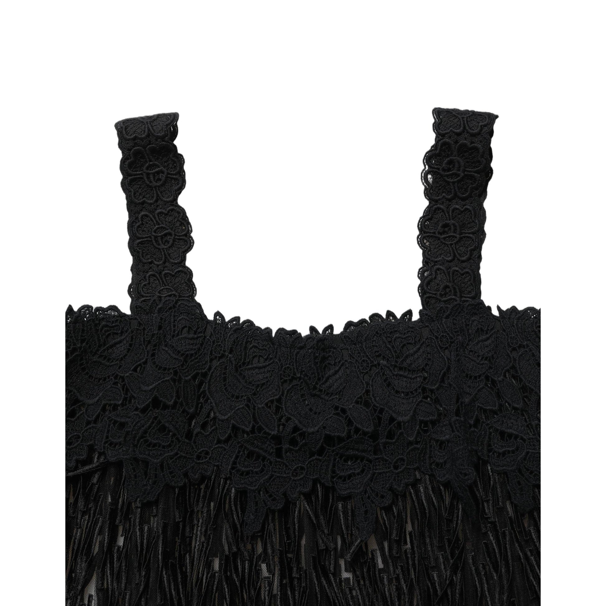 Dolce & Gabbana Black Viscose Fringed Sleeveless Mini Dress