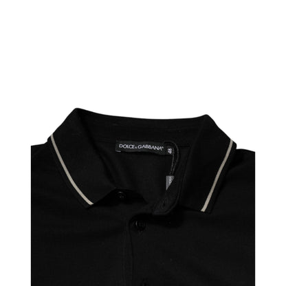 Dolce & Gabbana Black White Cotton Short Sleeves Polo T-shirt