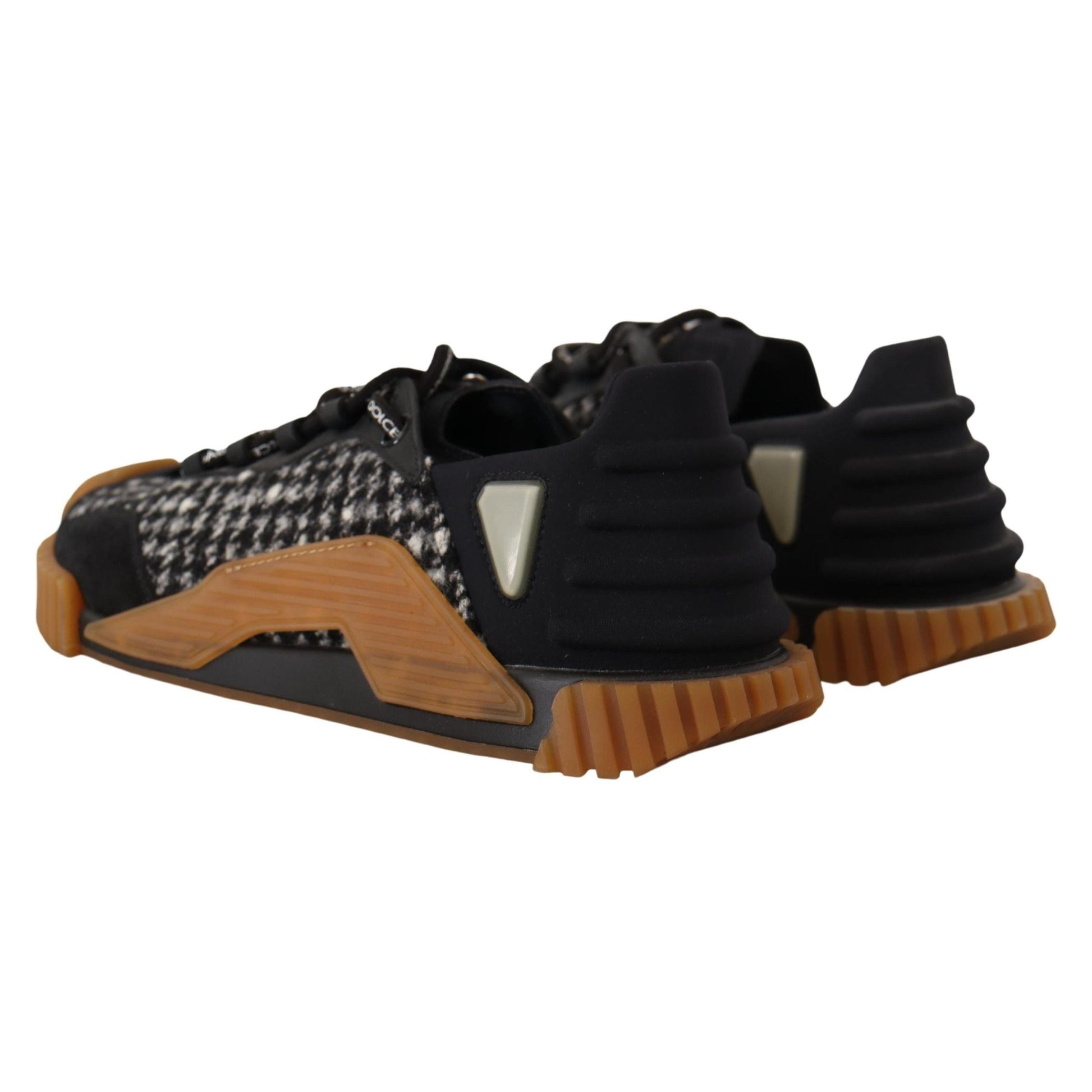 Dolce & Gabbana Black White Fabric Lace Up NS1 Sneakers