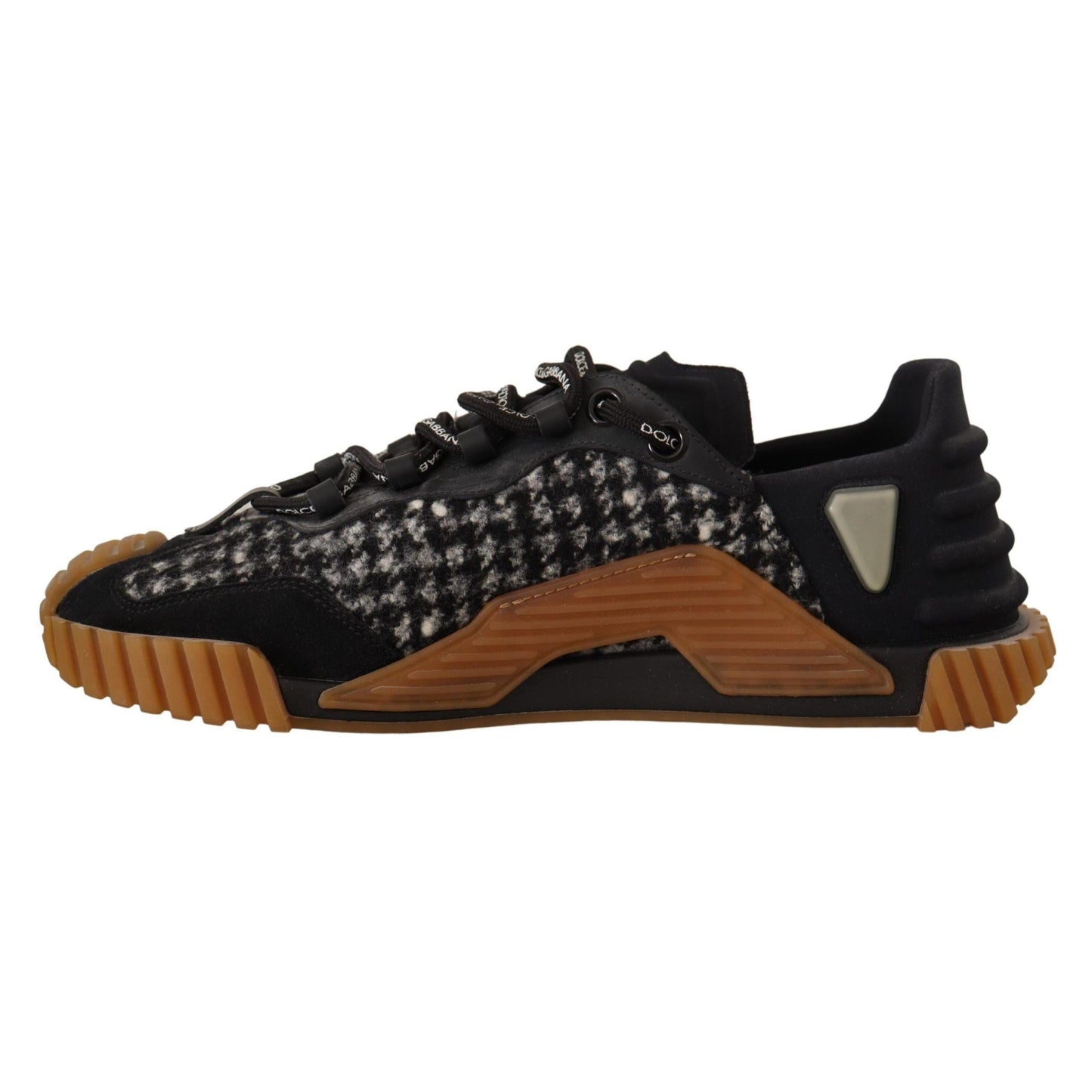 Dolce & Gabbana Black White Fabric Lace Up NS1 Sneakers