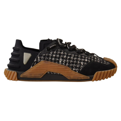 Dolce & Gabbana Black White Fabric Lace Up NS1 Sneakers