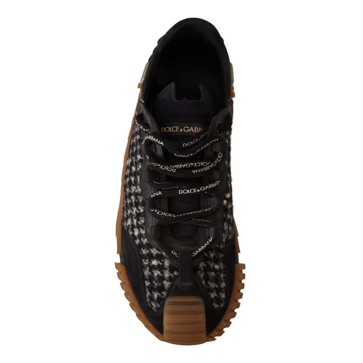 Dolce & Gabbana Black White Fabric Lace Up NS1 Sneakers