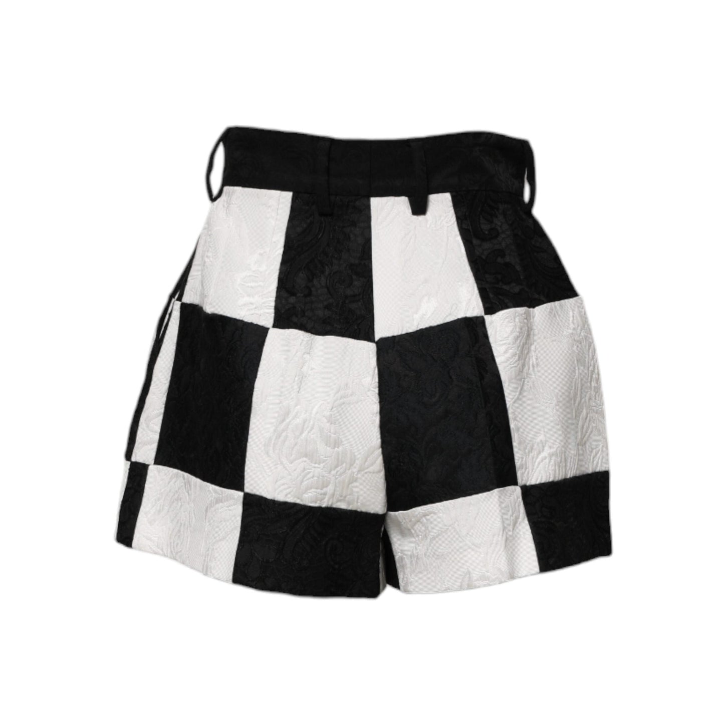 Dolce & Gabbana Black White Floral Brocade Hot Pants Shorts