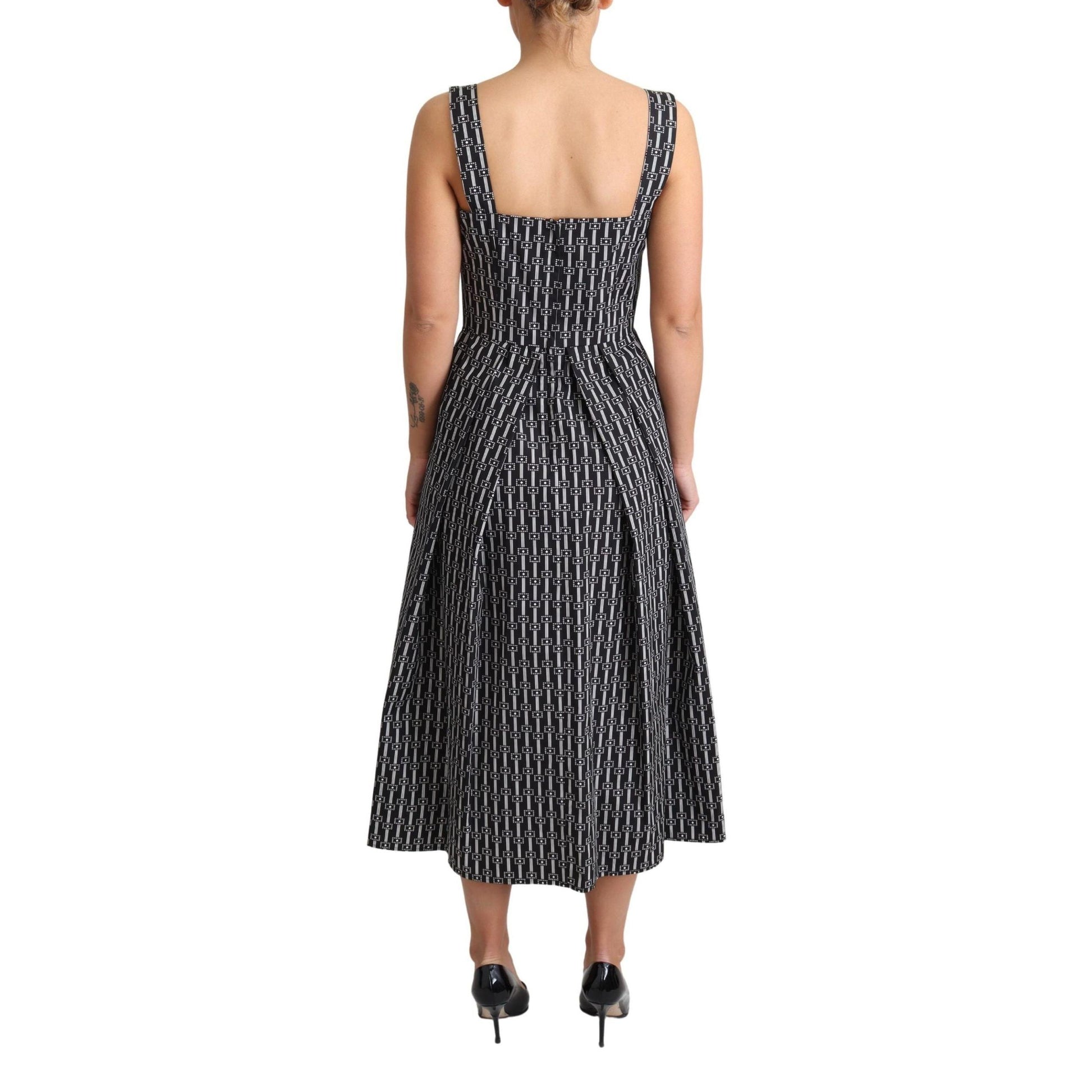 Dolce & Gabbana Black White Pattern Cotton A-Line Dress