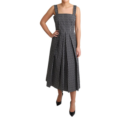Dolce & Gabbana Black White Pattern Cotton A-Line Dress