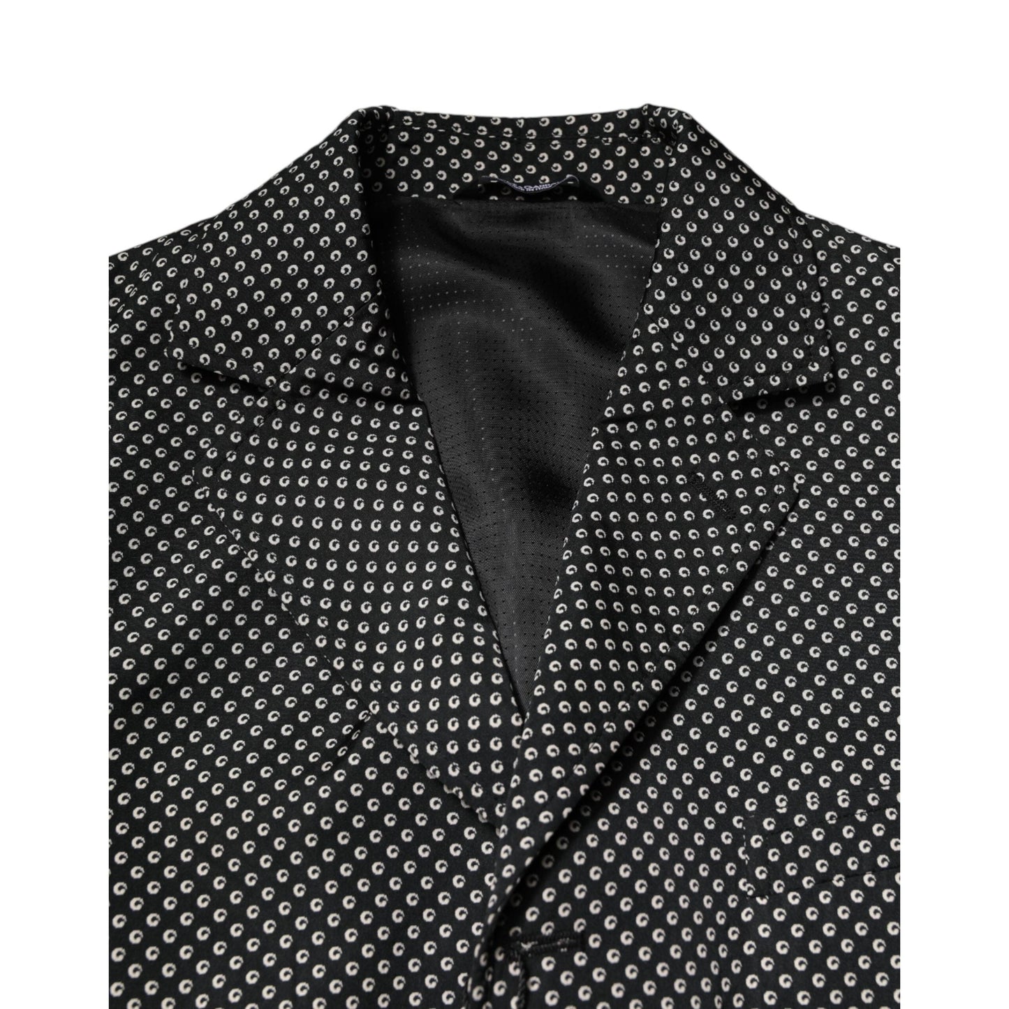 Dolce & Gabbana Black White Patterned Men Suit Coat Blazer