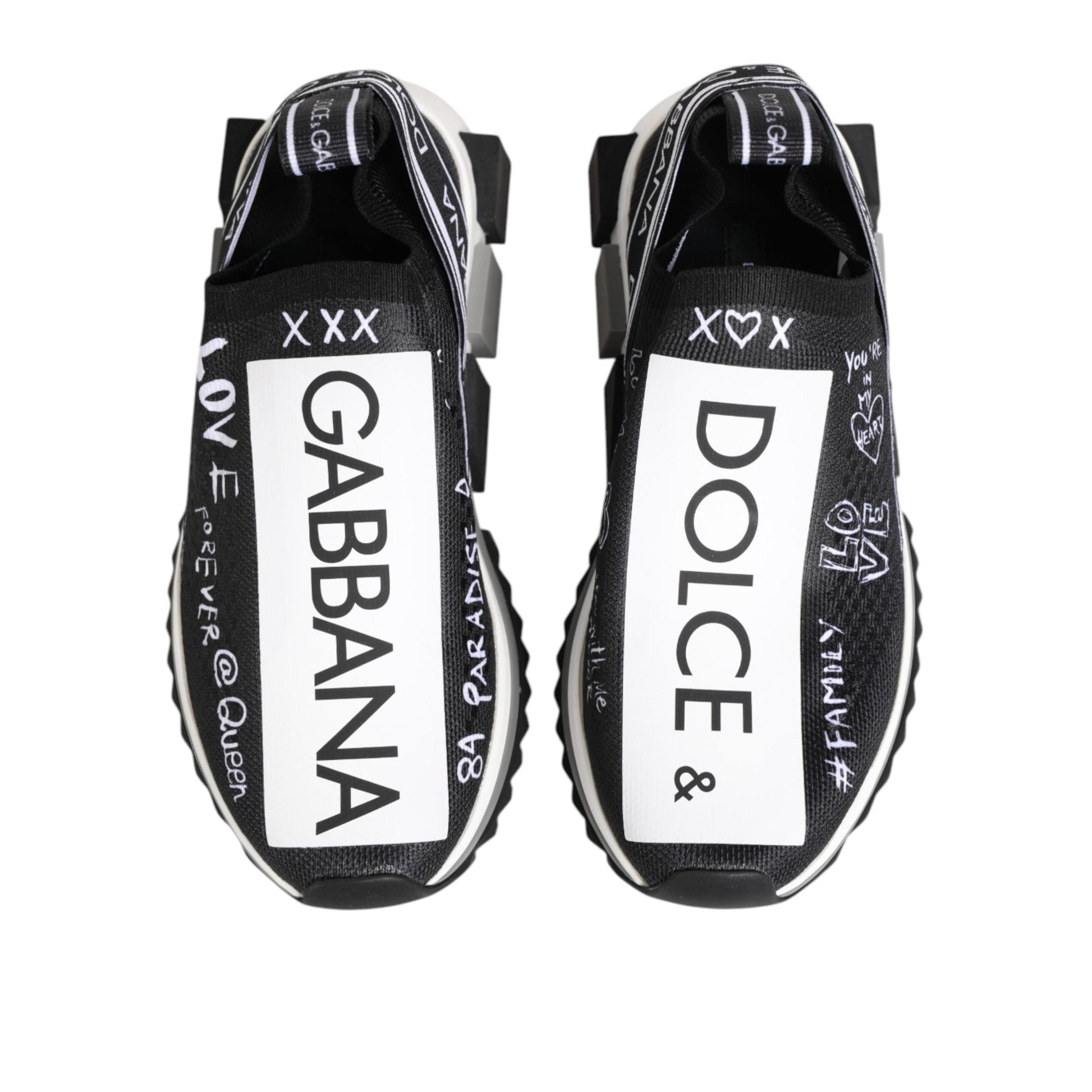 Dolce & Gabbana Black White Sorrento Low Top Sneakers Shoes