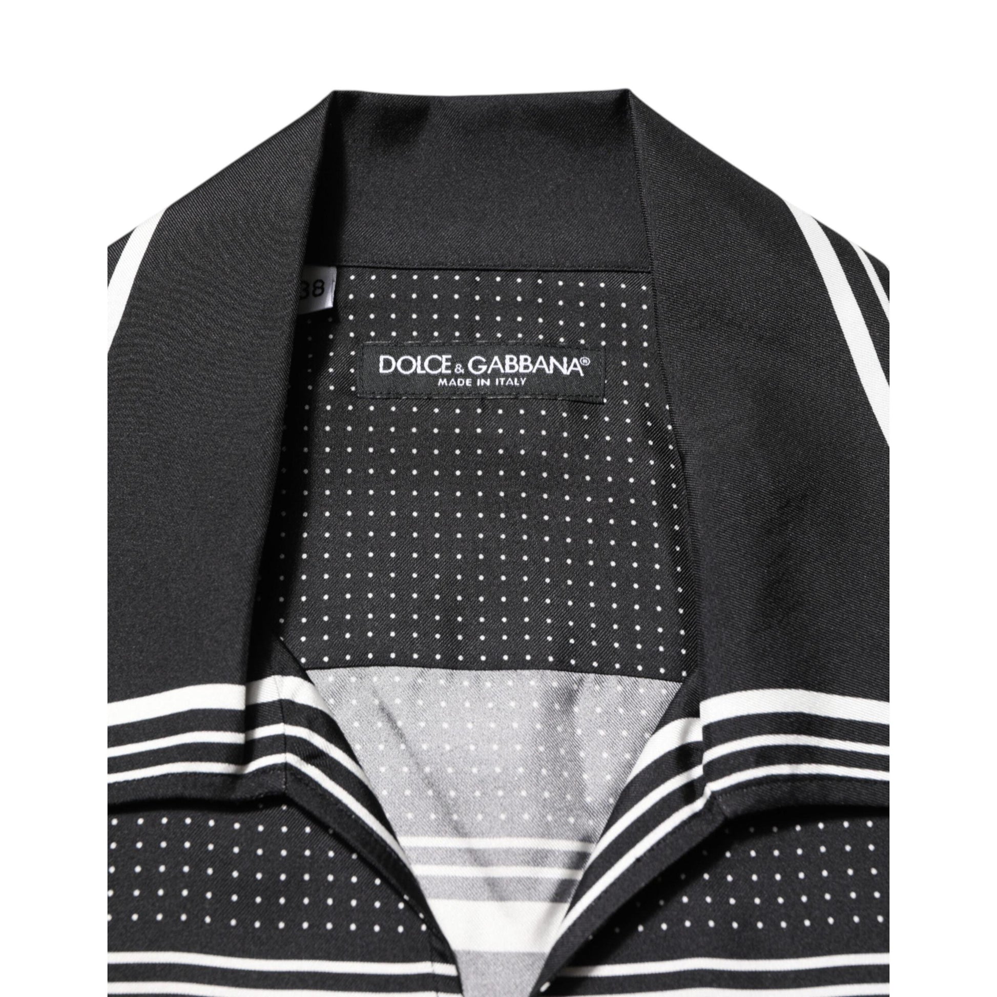 Dolce & Gabbana Black White StripeDot Print Casual Polo Shirt