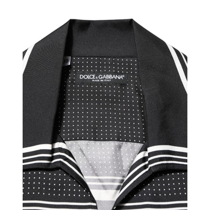 Dolce & Gabbana Black White StripeDot Print Casual Polo Shirt