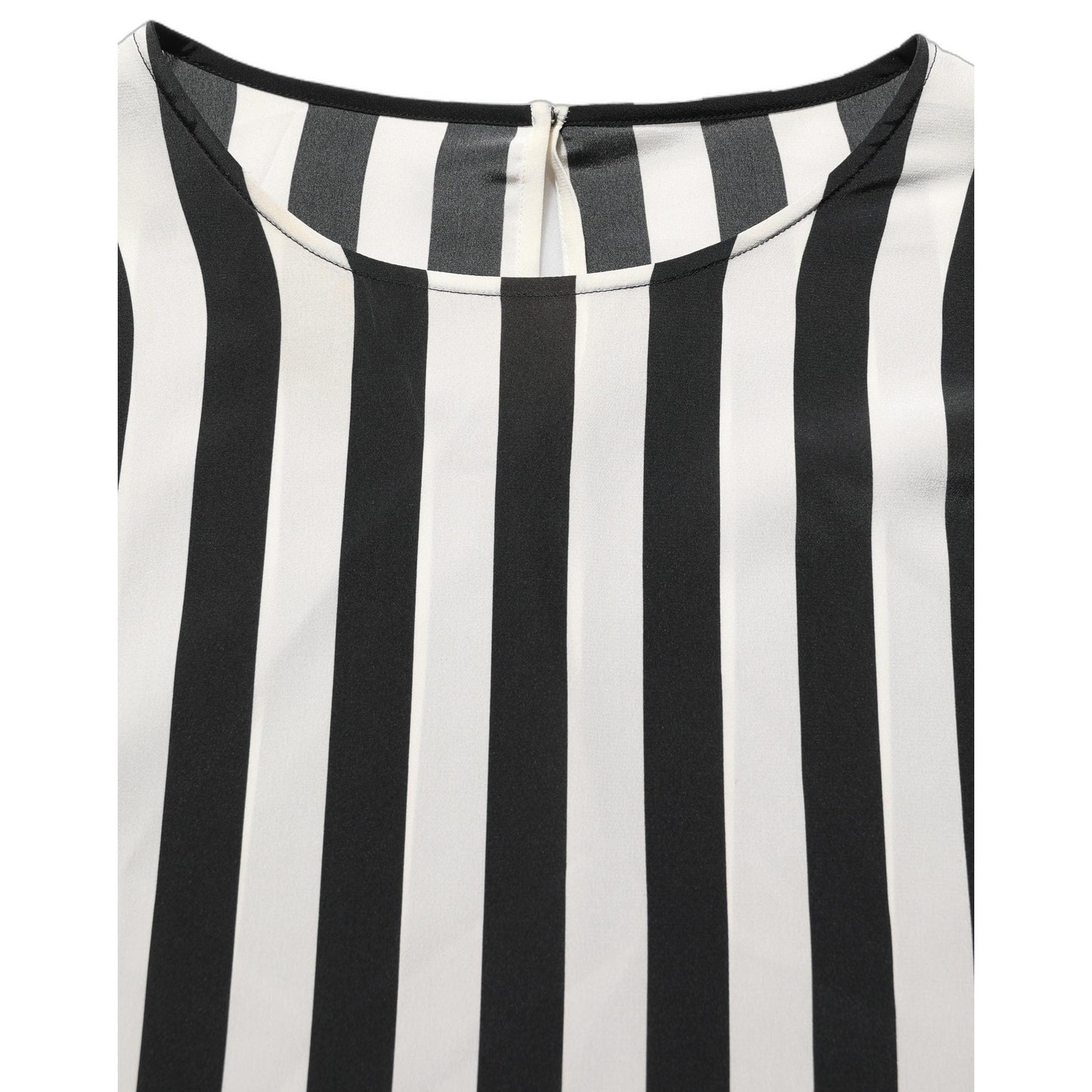 Dolce & Gabbana Black White Stripes Round Neck Blouse Top