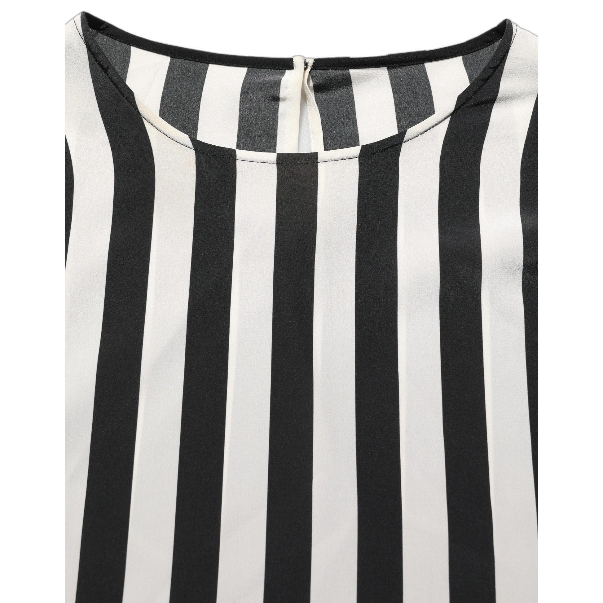 Dolce & Gabbana Black White Stripes Round Neck Blouse Top