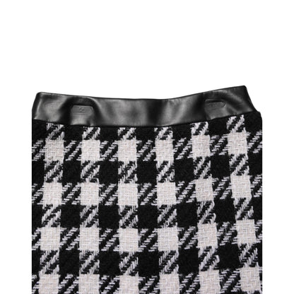 Dolce & Gabbana Black White Tweed Houndstooth Mini Skirt