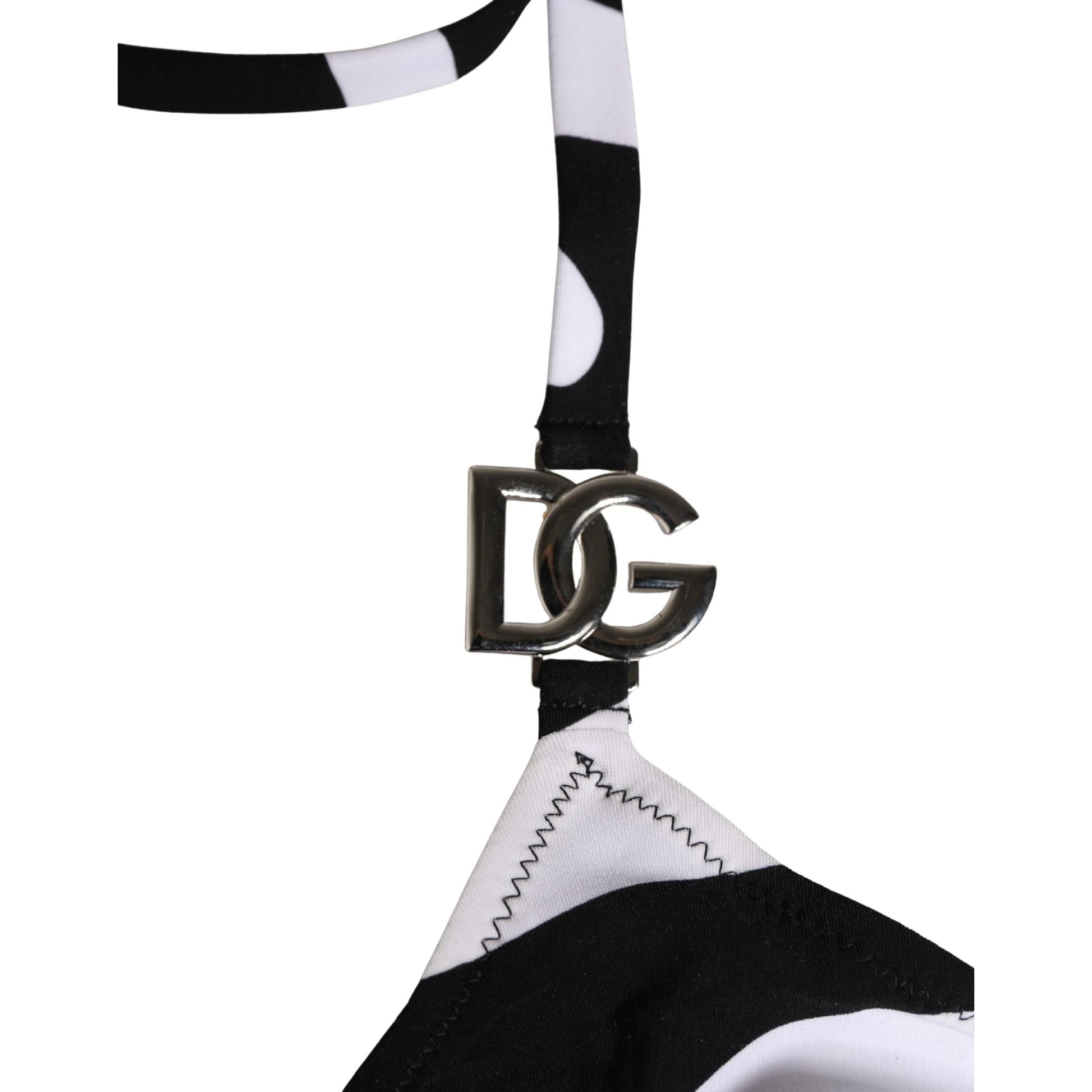 Dolce & Gabbana Black White Zebra Bikini Top Bottom Swimwear