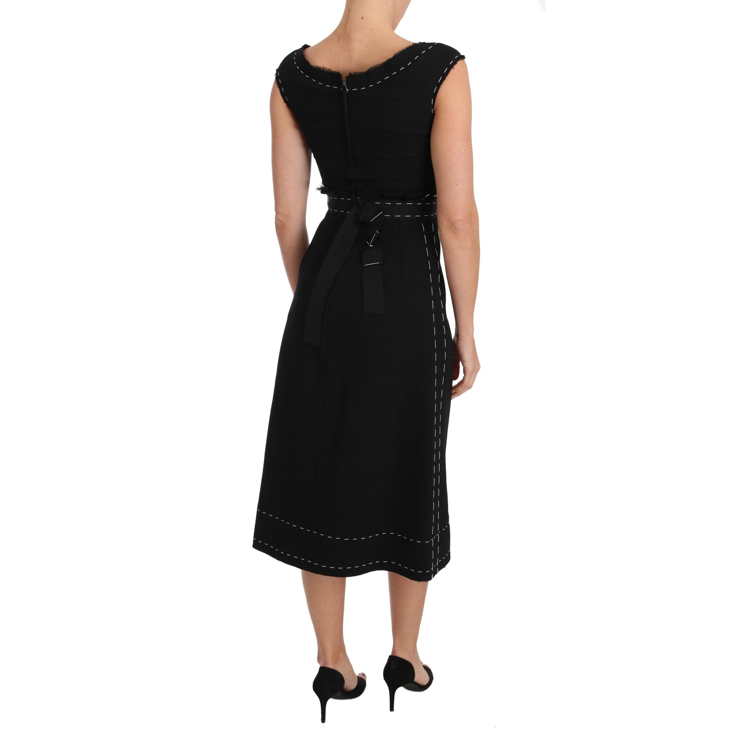 Dolce & Gabbana Black Wool Stretch A-line Sheath Dress