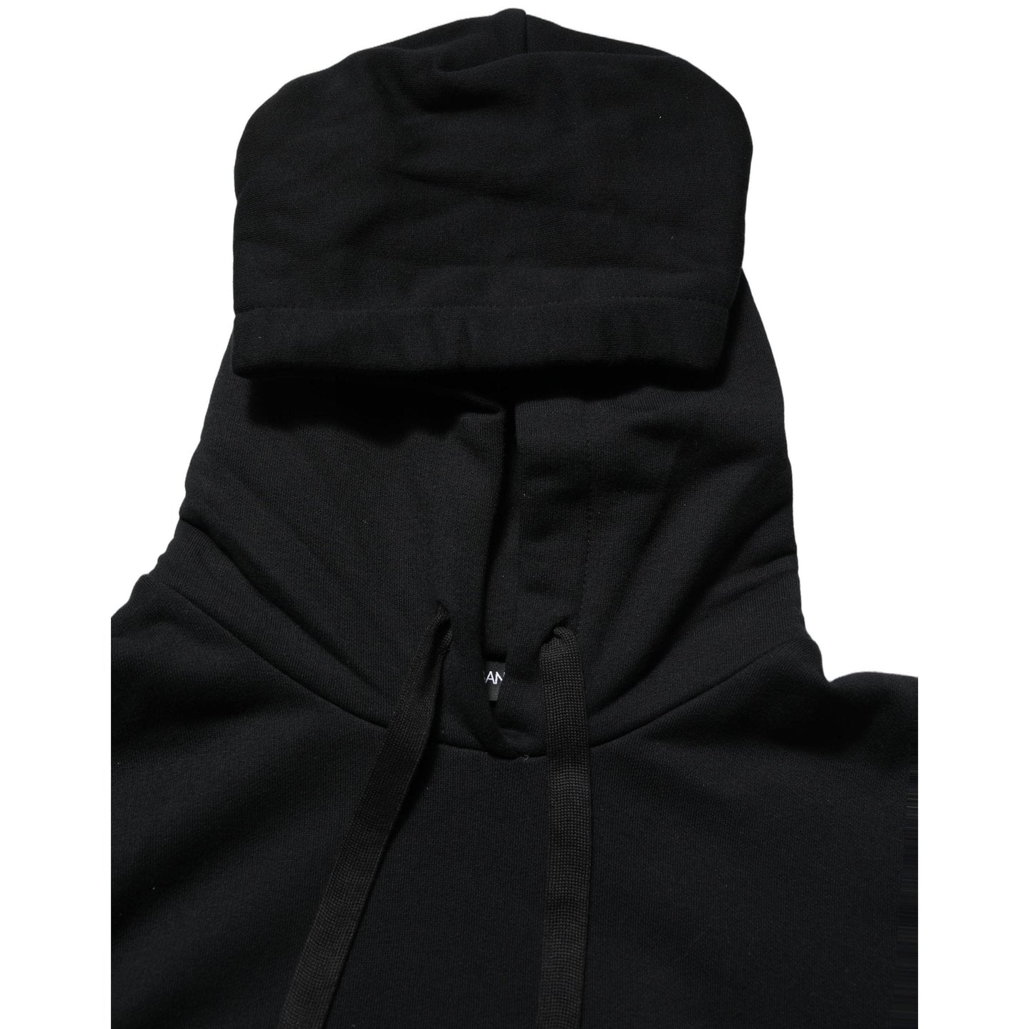 Dolce & Gabbana BlackWhite Appliqué Hooded Sweatshirt Sweater