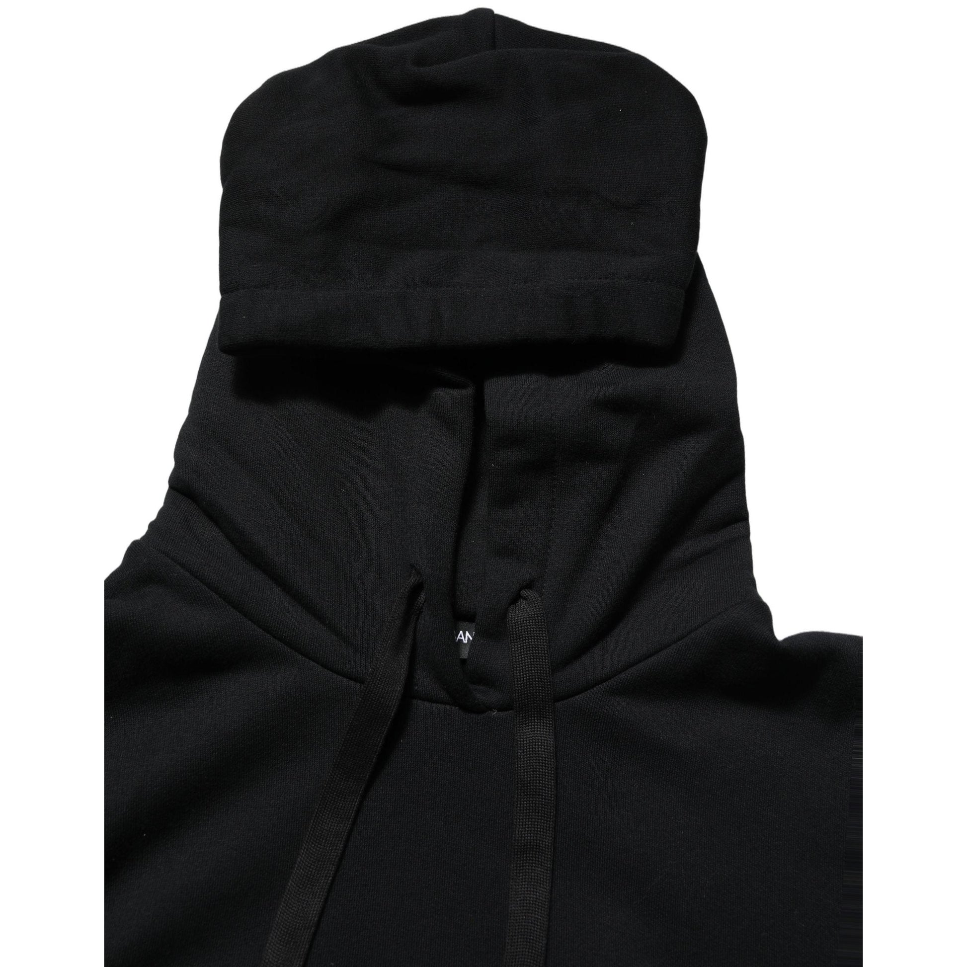 Dolce & Gabbana BlackWhite Appliqué Hooded Sweatshirt Sweater