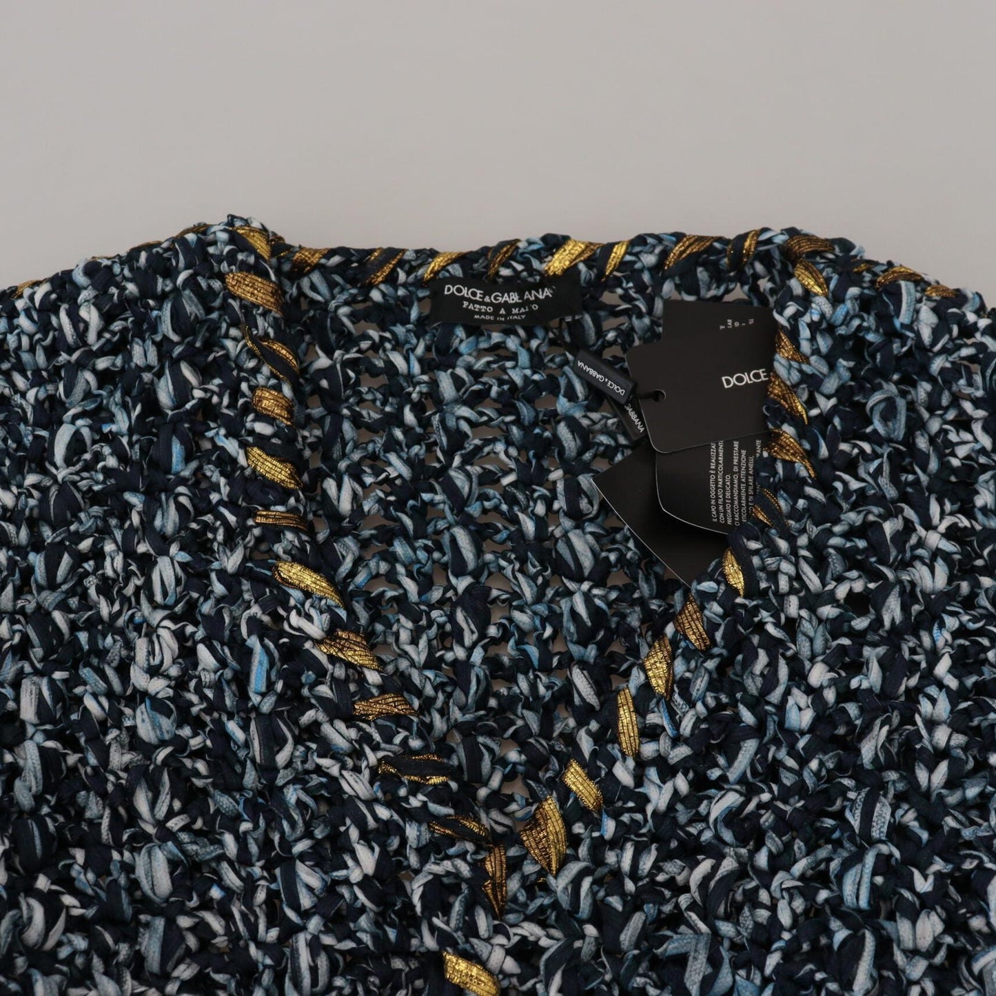 Dolce & Gabbana Blue Button Cardigan Fatto A Mano Sweater