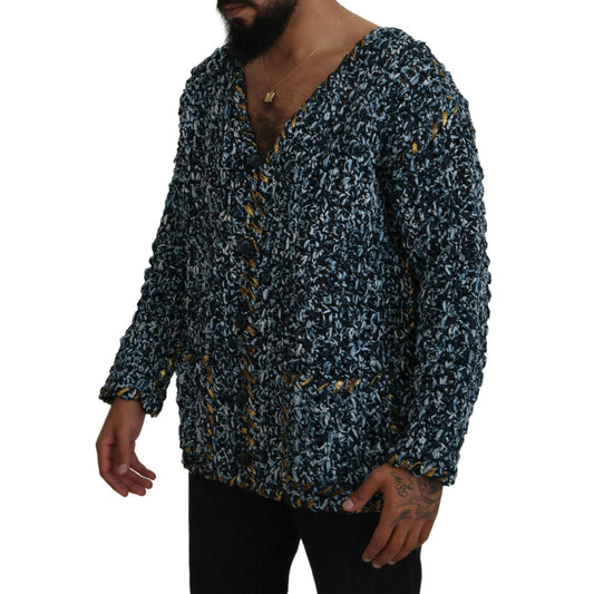 Dolce & Gabbana Blue Button Cardigan Fatto A Mano Sweater