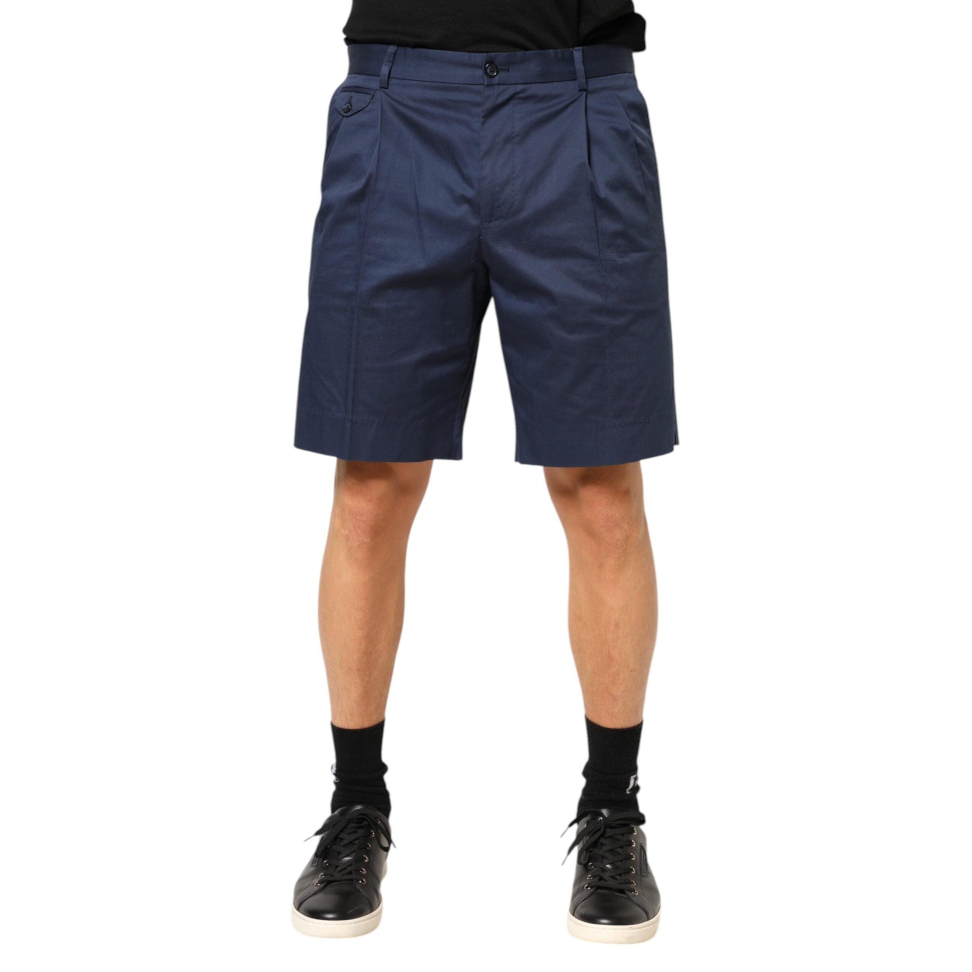 Dolce & Gabbana Blue Cotton Stretch Mid Waist Bermuda Shorts