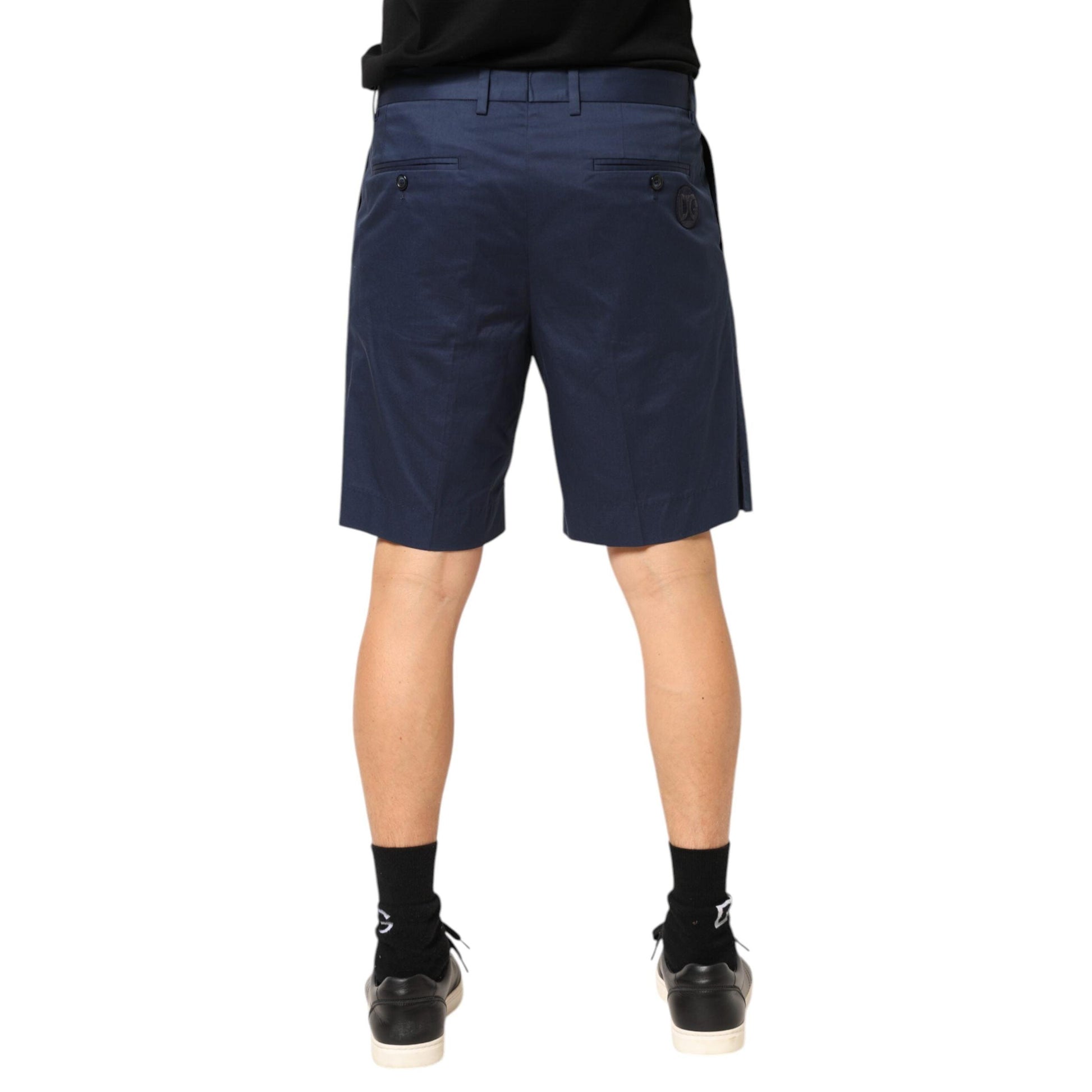 Dolce & Gabbana Blue Cotton Stretch Mid Waist Bermuda Shorts