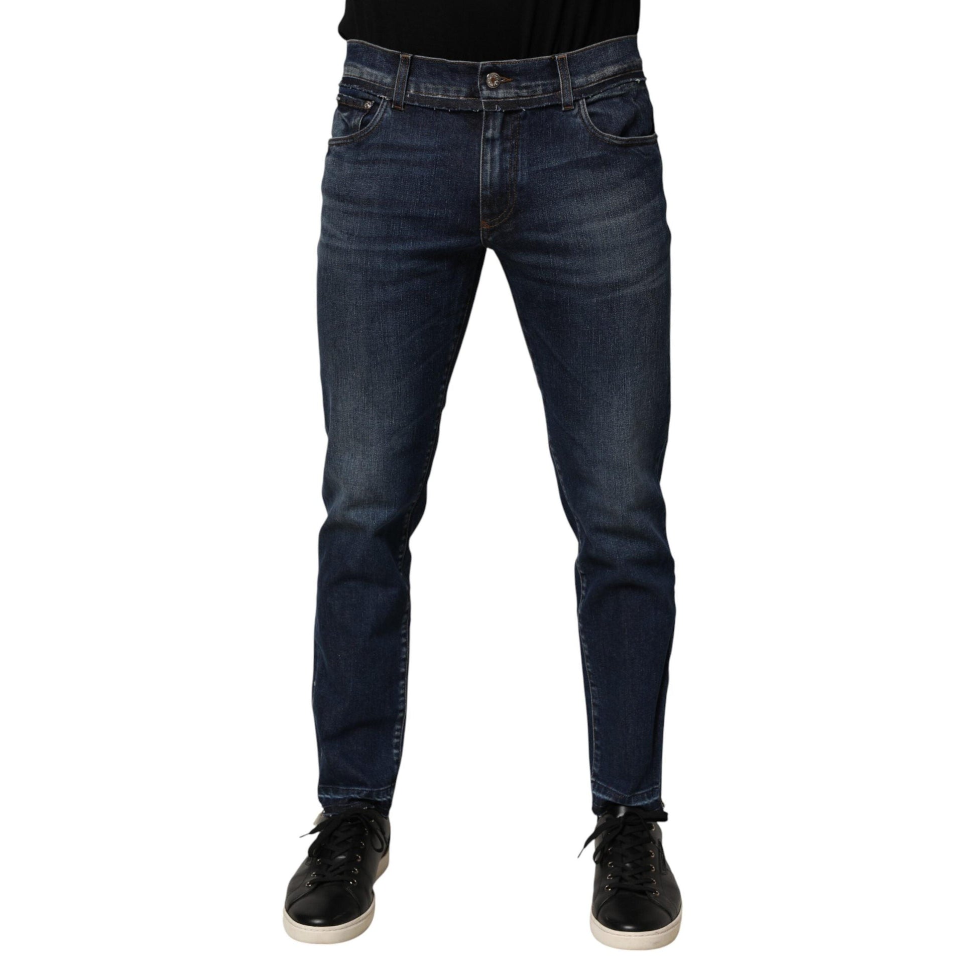Dolce & Gabbana Blue Cotton Stretch Skinny Men Denim Jeans
