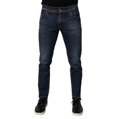Dolce & Gabbana Blue Cotton Stretch Skinny Men Denim Jeans