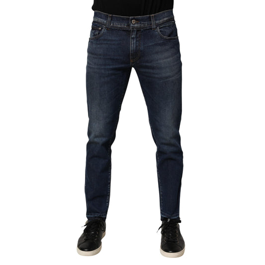 Dolce & Gabbana Blue Cotton Stretch Skinny Men Denim Jeans