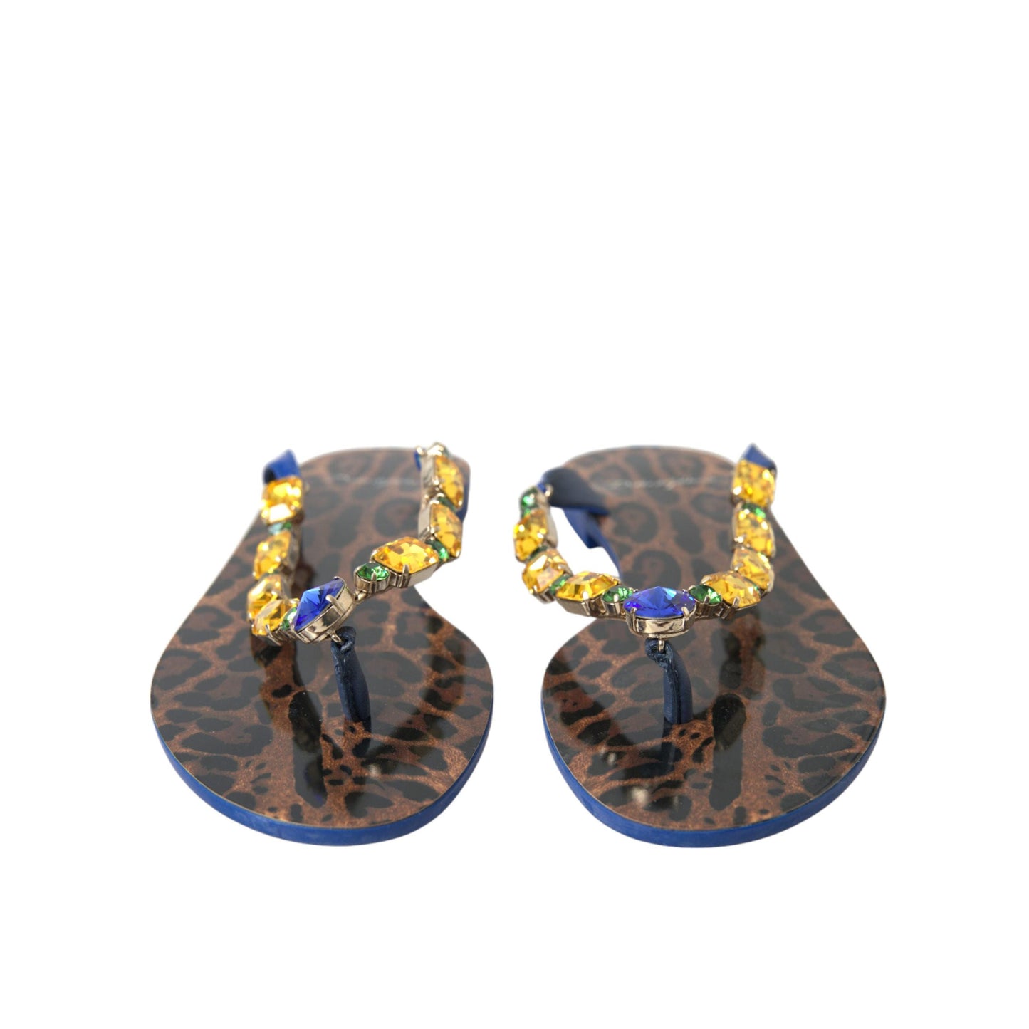 Dolce & Gabbana Blue Crystals Flats Sandals Beachwear Shoes