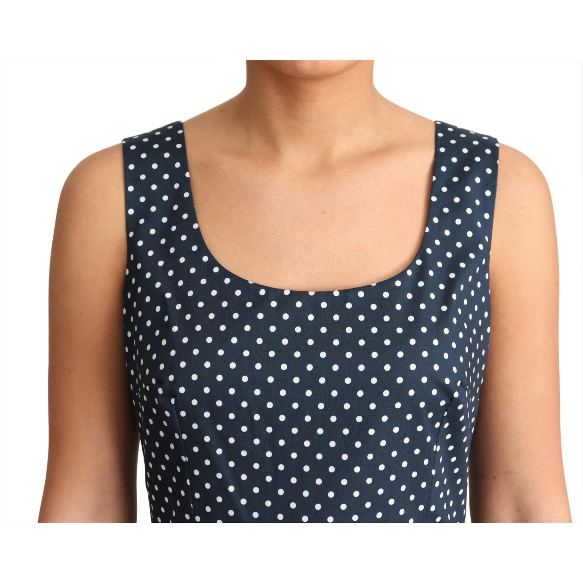 Dolce & Gabbana Blue Dotted Cotton A-Line Gown Dress