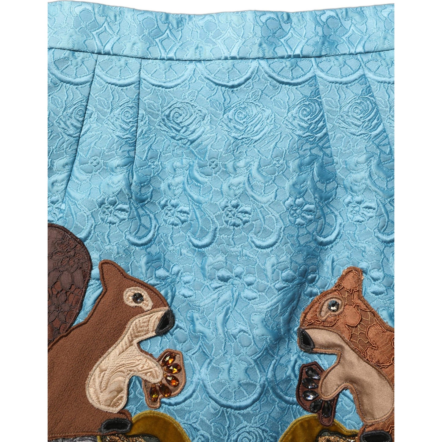 Dolce & Gabbana Blue Jacquard Embroidered A-line Skirt