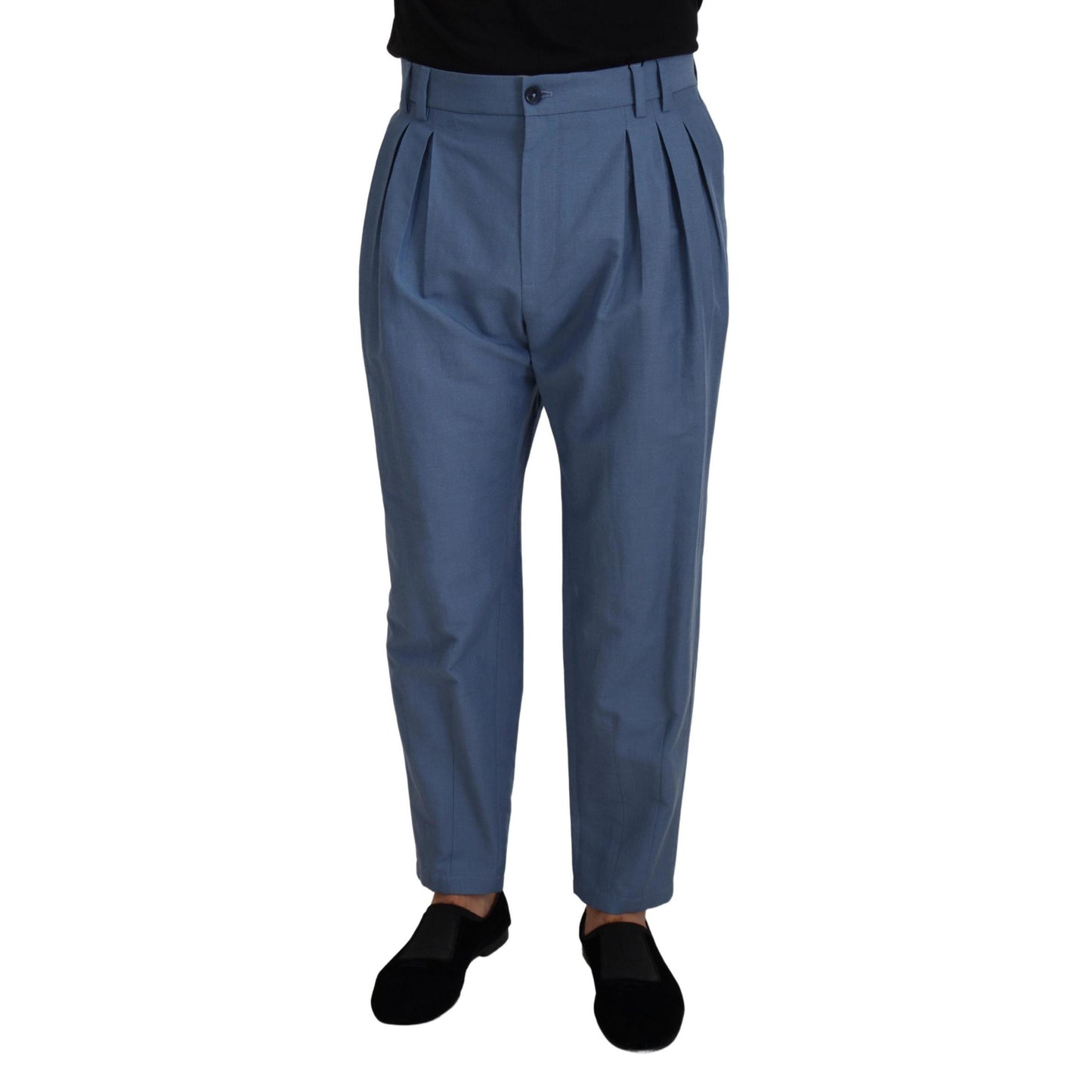 Dolce & Gabbana Blue Linen Chino Formal Pants