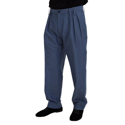 Dolce & Gabbana Blue Linen Chino Men Formal Pants
