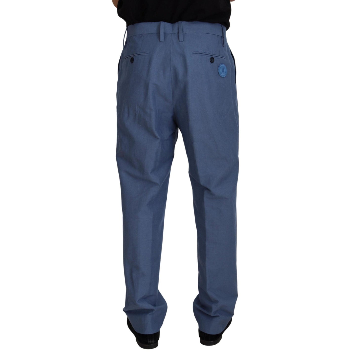 Dolce & Gabbana Blue Linen Chino Men Formal Pants