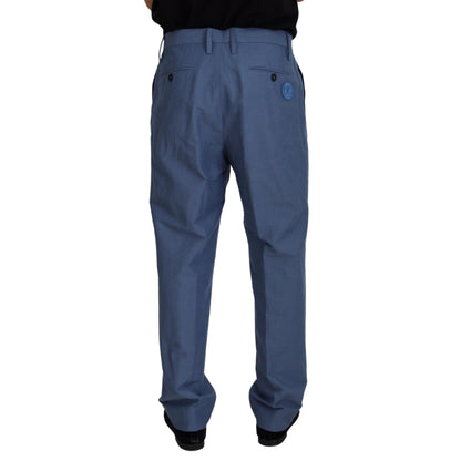 Dolce & Gabbana Blue Linen Chino Men Formal Pants