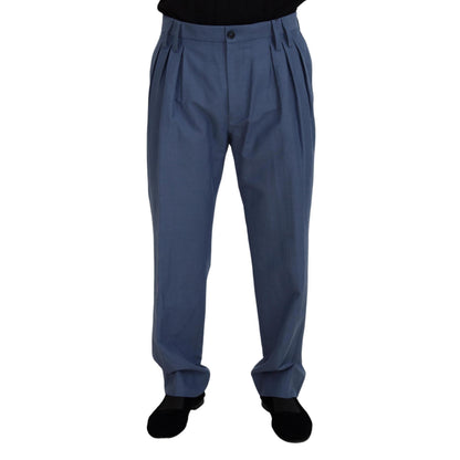 Dolce & Gabbana Blue Linen Chino Men Formal Pants
