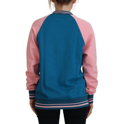 Dolce & Gabbana Blue Pink Queen Sequin Crystal Sweater