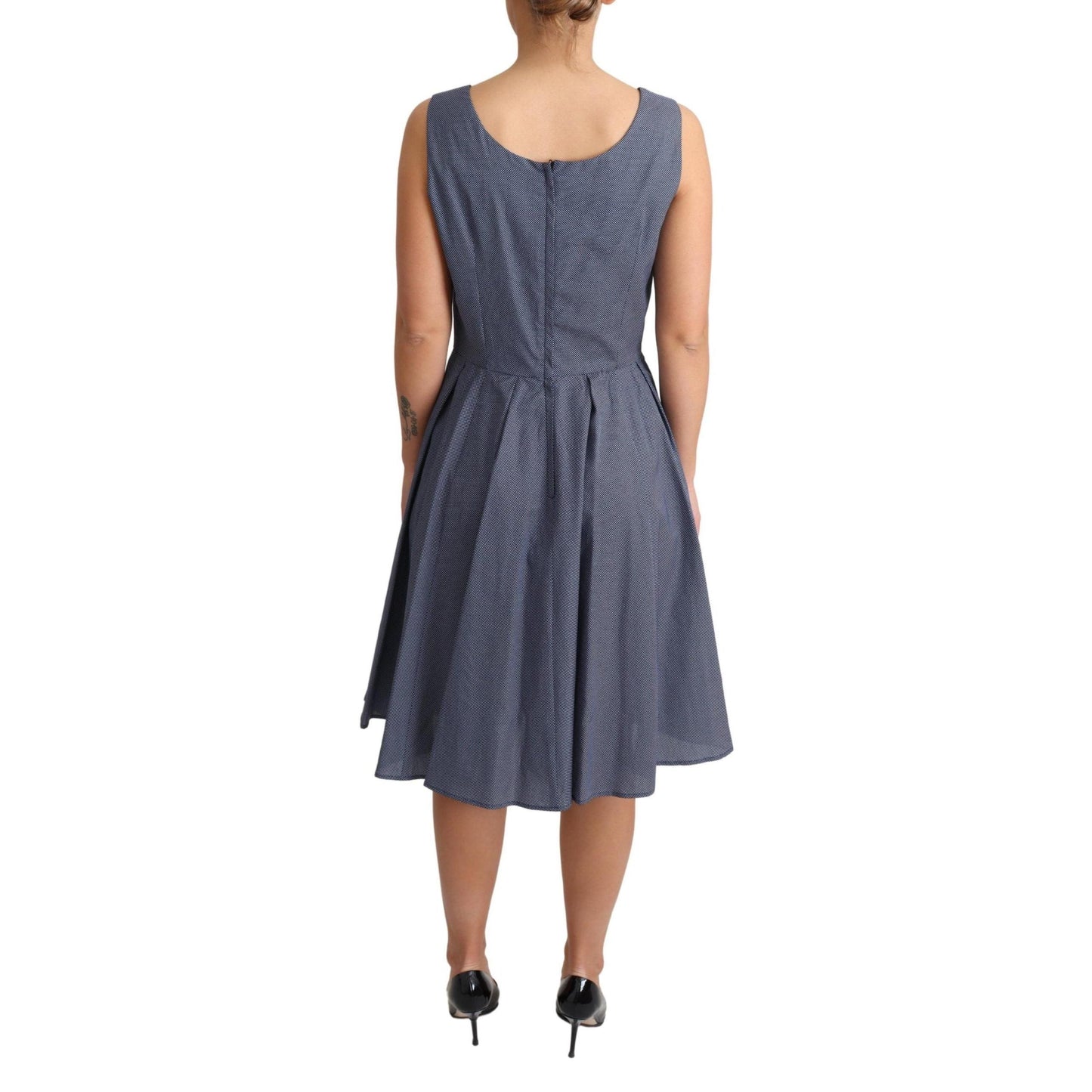 Dolce & Gabbana Blue Polka Cotton A-Line Stretch Dress