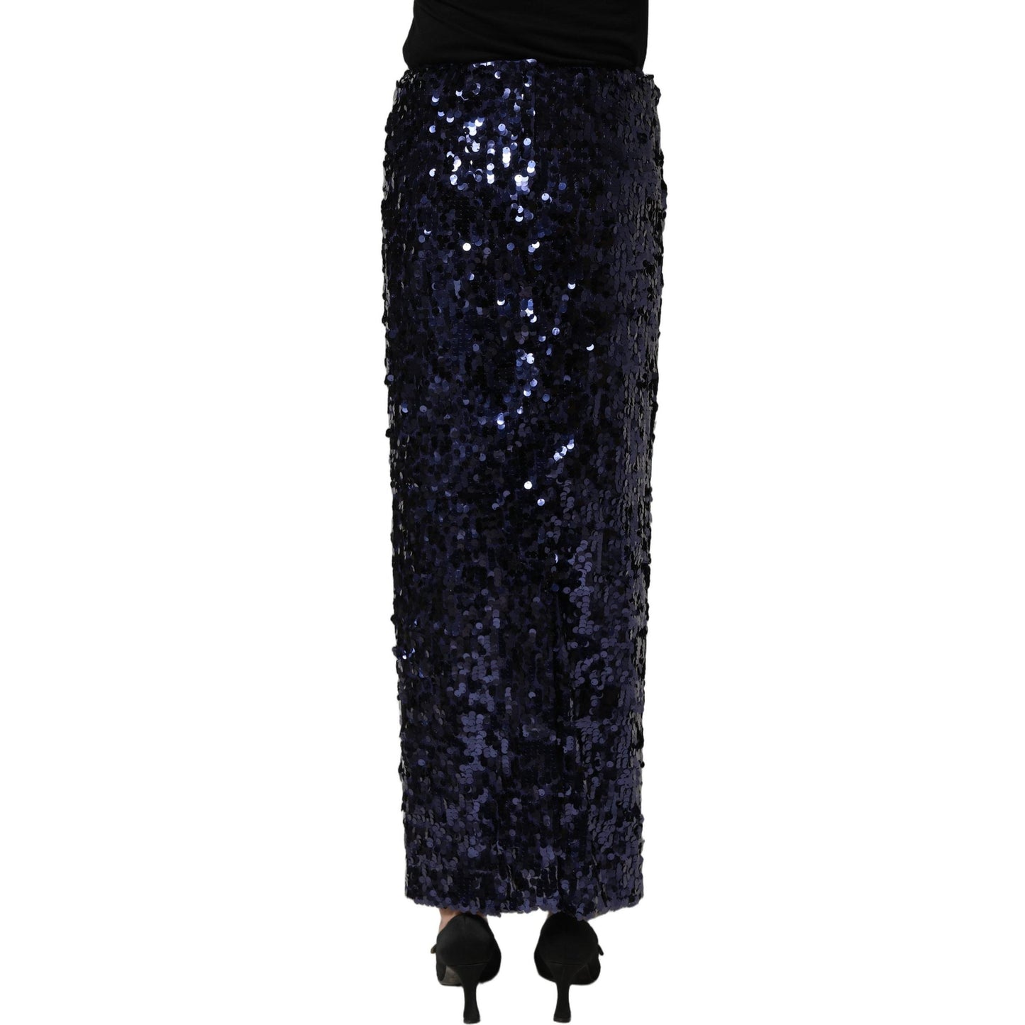 Dolce & Gabbana Blue Sequin High Waist PencilCut Midi Skirt
