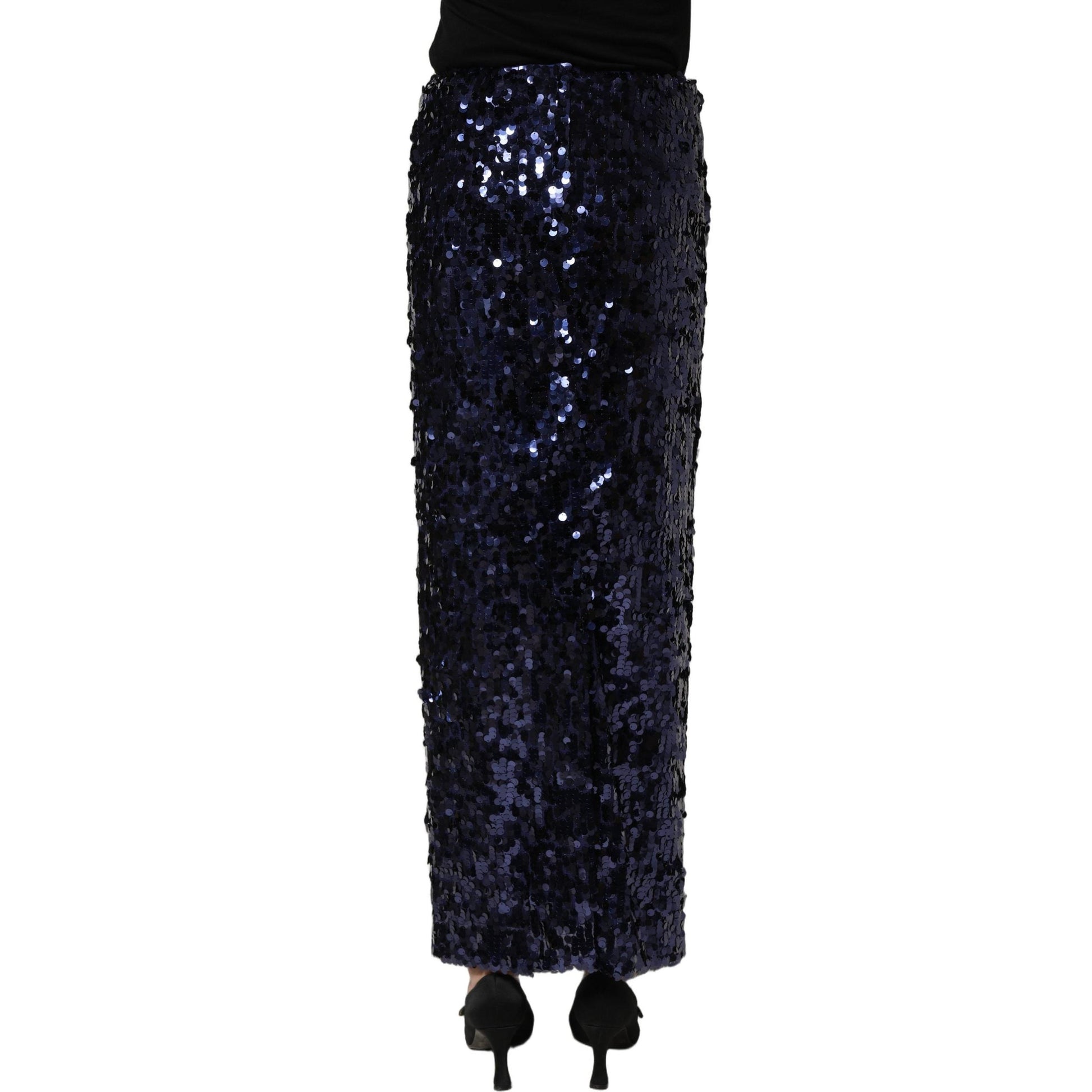 Dolce & Gabbana Blue Sequin High Waist PencilCut Midi Skirt