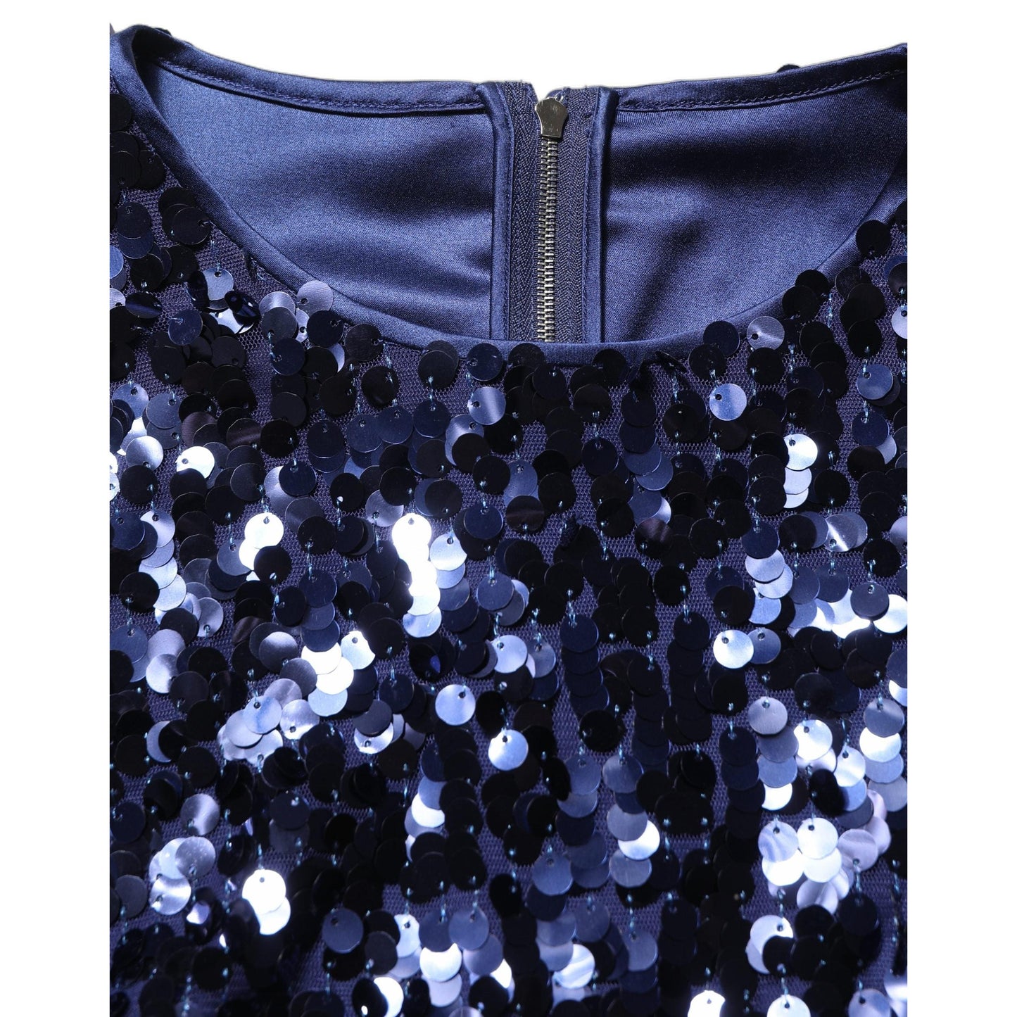 Dolce & Gabbana Blue Sequined Long Sleeves Crop Blouse Top