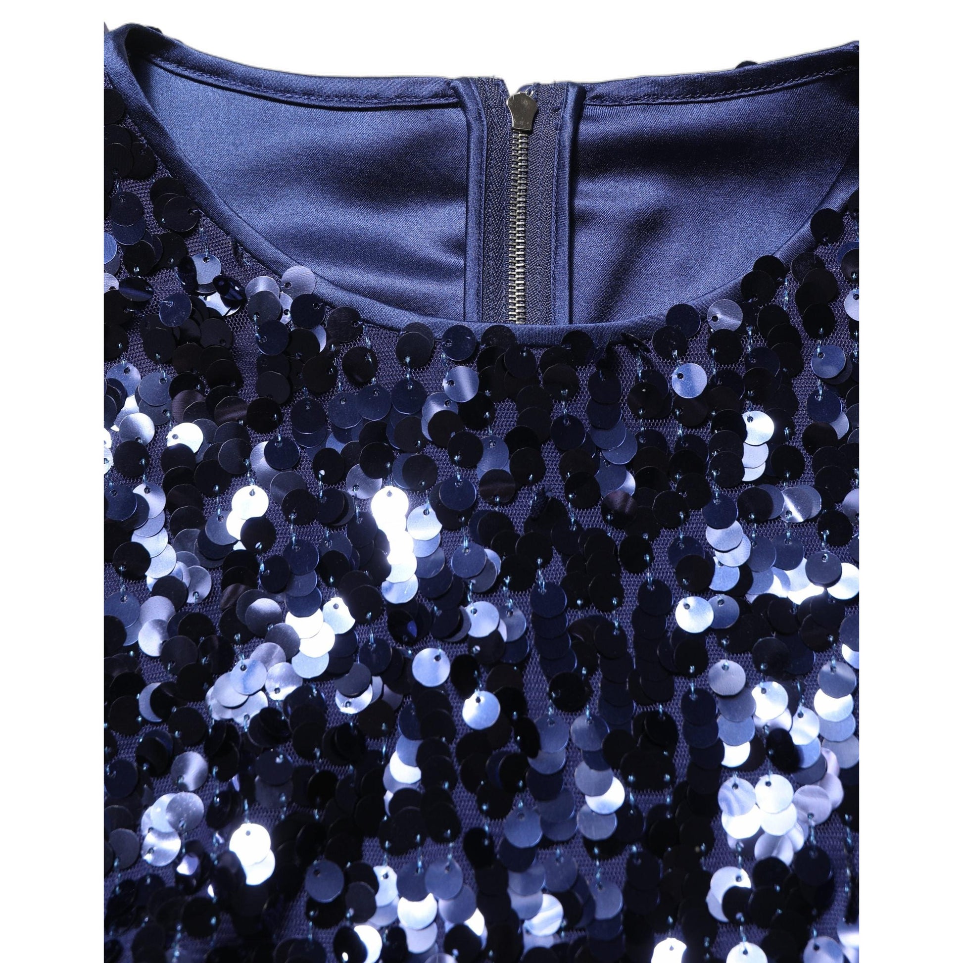 Dolce & Gabbana Blue Sequined Long Sleeves Crop Blouse Top