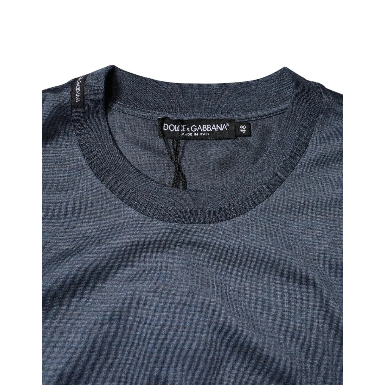 Dolce & Gabbana Blue Silk Crew Neck Short Sleeves Men T-shirt