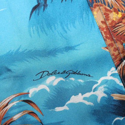 Dolce & Gabbana Blue Silk Twill Hawaiian GraphicPrint Shirt