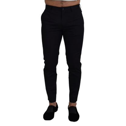 Dolce & Gabbana Blue Stretch Cotton Slim Trousers Chinos Pants