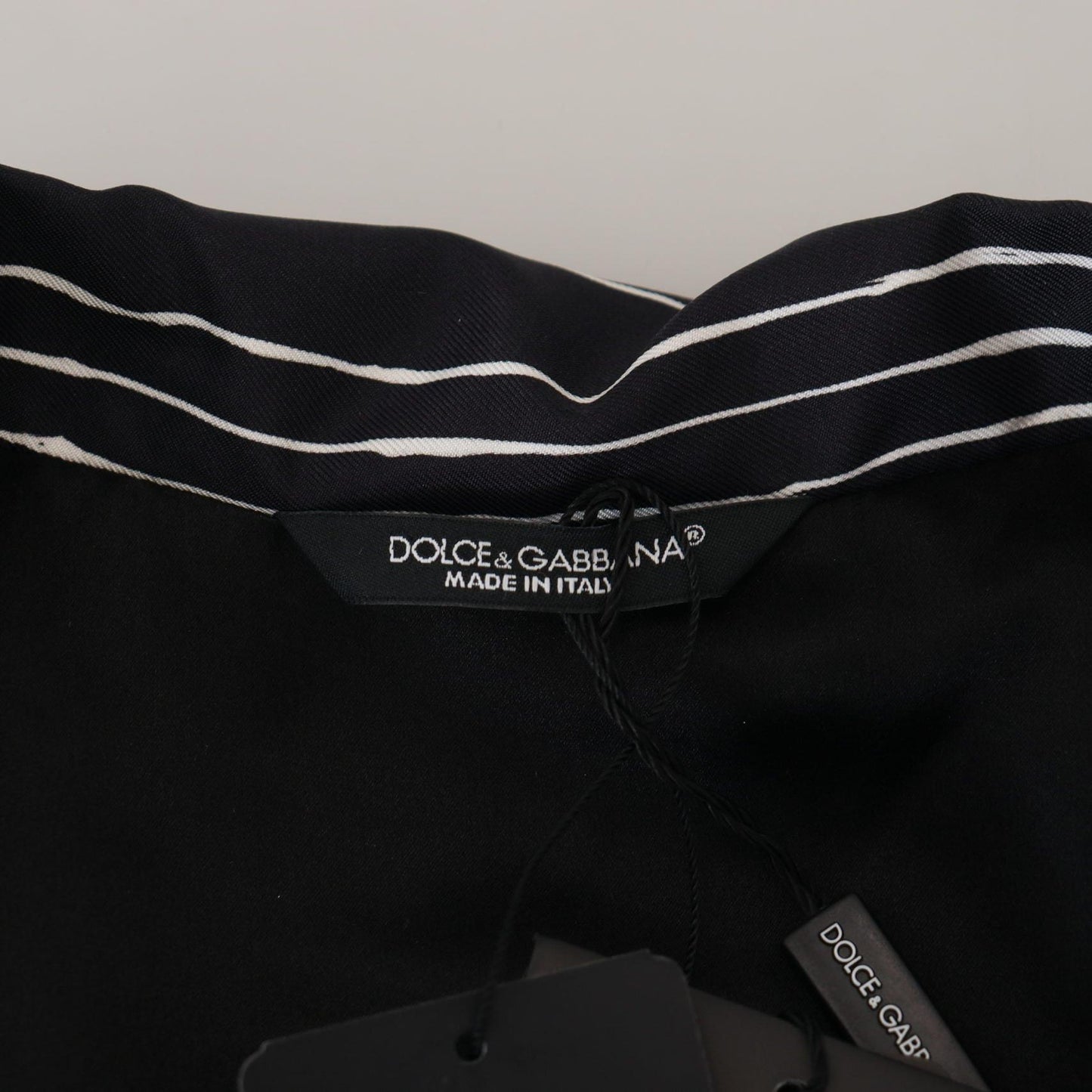 Dolce & Gabbana Blue Striped Silk Pajama Shirt Jacket