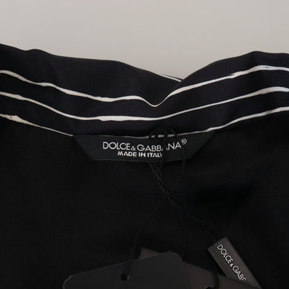 Dolce & Gabbana Blue Striped Silk Pajama Shirt Jacket